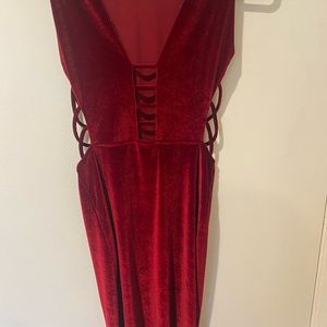 Size M-L FashionNova red velvet cutout bodycon dress